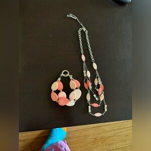 kenneth cole gold / coral necklace bracelet set